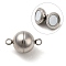 Tarnish Resistant 304 Stainless Steel Magnetic Clasps with Loops, Round, Stainless Steel Color, 19.5x12mm, Hole: 2.5mm