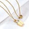304 Stainless Steel Rolo Chain Pendant Necklaces, Padlock Necklaces for Women Men, Locks with Letter, Letter P, 17.64 inch(44.8cm)