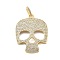 Brass Micro Pave Cubic Zirconia Pendants, Cadmium Free & Nickel Free & Lead Free, Skull Charms, Real 18K Gold Plated, Clear, 34x26.5x3.5mm, Hole: 5.5x3mm
