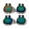 Two Tone Glass Mood Beads, Temperature Sensing Color Changing Beads, Rabbit, Clear, Black Background, 14x14x6mm, Hole: 1.2mm