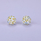 Printed Round with Flower Pattern Silicone Focal Beads, Light Yellow, 15x15mm, Hole: 2mm