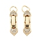 Brass Micro Pave Clear Cubic Zirconia Fold Over Clasps, Nickel Free, Real 18K Gold Plated, Heart, 27x6.5x4mm