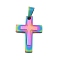 Ion Plating(IP) 304 Stainless Steel Pendants, Cross, Rainbow Color, 31x22x2mm, Hole: 5x8mm