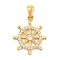 Ion Plating(IP) 304 Stainless Steel Micro Pave Cubic Zirconia Pendants, Helm Charm, Golden, 24x20x2.5mm, Hole: 3x6mm