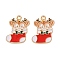Alloy Enamel Pendants, Christmas Theme, Light Gold, Deer, 23x16x1.2mm, Hole: 1.6mm