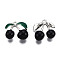 Rack Plating Alloy Enamel Pendants, Cadmium Free & Lead Free, Cherry Charms, Platinum, Black, 14.5x15x7mm, Hole: 1.4mm