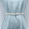 White Plastic Imitation Pearl Beaded Stretch Waist Chains, with Alloy Clasps, Platinum, Bowknot, 650mm