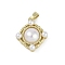 Brass Pendants, with ABS Plastic Imitation Pearl, Flower Charms, Real 18K Gold Plated, 18x16x7mm, Hole: 2.5x5mm