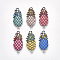 Printed Alloy Links connectors, with Enamel, Pineapple, Platinum, Mixed Color, 27x11.5x2.5mm, Hole: 1.5mm