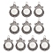Tibetan Style Zine Alloy Pendant Cabochon Settings, Flat Round, Antique Silver, Tray: 12mm, 28x19x2mm, Hole: 2mm