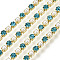 Brass Rhinestone Strass Chains, Cadmium Free & Lead Free, with ABS Plastic Imitation Pearl, Rhinestone Cup Chain, Grade A, Raw(Unplated), Aquamarine, 2x2mm, 4000pcs rhinestone/bundle, about 32.8 Feet(10m)/bundle