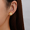 Geometric Stainless Steel Sun Stud Earrings, with Imitation Pearl, Golden