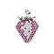 Brass Micro Pave Cubic Zirconia Pendants, Strawberry, Long-Lasting Plated, Cadmium Free & Lead Free, Rack Plating, Platinum, 21x14.5x5mm, Hole: 1.2mm