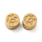 Ion Plating(IP) 316L Surgical Stainless Steel Beads, Nickel Free, Textured, Flat Round with Flower, Real 18K Gold Plated, 5x3.5mm, Hole: 2mm