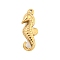 304 Stainless Steel Pendants, Sea Horse Charms, Real 14K Gold Plated, 21x8x4mm, Hole: 1.2mm