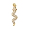 Rack Plating Brass Micro Pave Cubic Zirconia Pendants, Long-Lasting Plated, Lead Free & Cadmium Free, Snake Charms, with Jump Ring, Real 18K Gold Plated, 34x10x4mm, Hole: 4x3mm