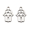Non-Tarnish 316 Surgical Stainless Steel Pendants, Laser Cut, Hamsa Hand/Hand of Miriam Charm, Stainless Steel Color, Eye, 15x10.5x1mm, Hole: 1.6mm