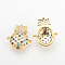Brass Micro Pave Cubic Zirconia Links, Cadmium Free & Lead Free, Pineapple, Golden, 22x18x4.5mm, Hole: 1mm