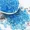 Transparent Colours Glass Seed Beads, Column, Deep Sky Blue, 6x3mm, Hole: 1.4mm, about 2027pcs/pound
