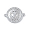 Rack Plating Brass Micro Pave Clear Cubic Zirconia Sacred Heart of Jesus Connector Charms, Flat Round Links, Long-Lasting Plated, Cadmium Free & Lead Free, Platinum, 15x19.5x3mm, Hole: 1mm