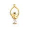 Brass Micro Pave Cubic Zirconia Pendants, Flower, Electrophoresis, Long-Lasting Plated, Real 18K Gold Plated, 30.5x14x5mm, Hole: 1.4mm
