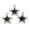 Alloy Enamel Pendants, with Rhinestone, Cadmium Free & Lead Free, Golden, Star, 21x17x1.5mm, Hole: 2mm