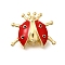 Brass Enamel Watch Band Charms, Real 18K Gold Plated, Ladybug, Red, 18.5x23.5x7.5mm, Hole: 3x2.5mm & 2.5x2.5mm