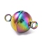 Ion Plating(IP) 304 Stainless Steel Magnetic Clasps with Loops, Rainbow Color, 13.5x8mm, Hole: 1mm