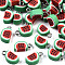Handmade Polymer Clay Charms, with Platinum Iron Findings, Watermelon, Lime Green & Red, 14~16x8x4.5mm, Hole: 1.8mm