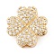 Brass Micro Pave Cubic Zirconia Slide Charms, Long-Lasting Plated, Clover, Golden, 13x13x4mm, Hole: 1.5x2mm