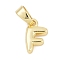 Brass Charms, Letter, Cadmium Free & Lead Free, Long-Lasting Plated, Rack Plating, Letter F, 10x6x2.5mm, Hole: 3x5mm