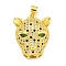 Brass Micro Pave Cubic Zirconia Pendants, Cadmium Free & Nickel Free & Lead Free, Leopard Head Charms, Real 18K Gold Plated, 25x19.5x8.5mm, Hole: 3.5x3mm