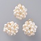 Natural Cultured Freshwater Pearl Pendants, Grade A, with 304 Stainless Steel Open Jump Rings, Round, Golden, Old Lace, 17~18x13~14mm, Hole: 3.5mm