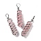 Natural Rose Quartz Big Pointed Pendants, Eco-Friendly Copper Wire Wrapped, Platinum, Cadmium Free & Lead Free, Bullet, 54.5x14x13.5mm, Hole: 8mm