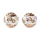 Handmade Polymer Clay Indonesia Beads, Round, with Alloy Core & Resin & Rhinestone, Light Gold, White, 16~17mm, Hole: 1.9mm