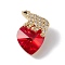 Real 18K Gold Plated Rack Plating Brass Micro Pave Clear Cubic Zirconia Pendants, with Glass, Long-Lasting Plated, Cadmium Free & Lead Free, White Bear & Heart Charm, Red, 17x13x9mm, Hole: 4x1.5mm