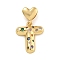 Brass Micro Pave Colorful Cubic Zirconia Pendants, Heart Letter Charms, Real 18K Gold Plated, Letter T, 31mm, Hole: 6x3mm, pendant: 21.5x18.5x4mm