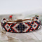 Bohemian Style Rhombus Pattern Glass Seed Beaded Braided Bead Bracelets, Ethnic Cord Bracelets for Women, Gradient Color, White, 5-7/8 inch(15cm)