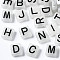 Luminous Acrylic Multi-Strand Links, for Tile Elastic Bracelets Making, Rectangle with Random Mixed Letters, WhiteSmoke, 8x8x4mm, Hole: 1.5mm, about 2000pcs/500g