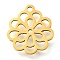 304 Stainless Steel Charms, Flower Charm, Laser Cut, Ion Plating(IP), Real 18K Gold Plated, 14.5x13x1mm, Hole: 1.4mm