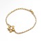 Golden Plated Brass Cubic Zirconia Cup Chain Bracelets, Flower, Clear, 200x2mm