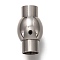 Tarnish Resistant 304 Stainless Steel Magnetic Clasps with Glue-in Ends, Column, Stainless Steel Color, 18x11mm, Hole: 6mm