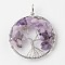 Tree of Life Natural Amethyst Big Pendants, with Brass Findings, Platinum, 63~65x49~51x8~10mm, Hole: 8~10mm