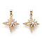 Rotatable Brass Micro Clear Pave Cubic Zirconia Pendants, Cadmium Free & Nickel Free & Lead Free, Star Charms, Real 18K Gold Plated, 20.5x18x6.5mm, Hole: 2.6x4.5mm