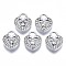 Alloy Charms, with Crystal Rhinestone, Cadmium Free & Lead Free, Heart, Platinum, 14.5x12x3.5mm, Hole: 3x3mm