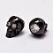 Brass Beads, Micro Pave Grade AAA Cubic Zirconia, Skull, Cadmium Free & Nickel Free & Lead Free, Gunmetal, 12.5x9x10mm, Hole: 2mm
