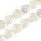 Transparency Electroplate Glass Beads Strands, Nuggets, AB Color Plated, Half Plated, Light Yellow, 14x13.5x9.2mm, Hole: 0.9mm, about 45pcs/strand, 24.61''(62.5cm)