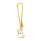 Alloy Enamel Rabbit Cup Pendant Decorations, with Brass Flat Oval Cable Chains, Black, 130mm
