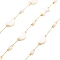 Ion Plating(IP) 304 Stainless Steel Paperclip Chains, Soldered, with Shell Beads, Moon, Real 18K Gold Plated, 10x7x3mm, about 16.40 Feet(5m)/Roll