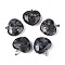 Natural Larvikite Pendants, Heart Charms, with 201 Stainless Steel Snap on Bails, Stainless Steel Color, 26~28x27.5~29x10~12mm, Hole: 7x2mm